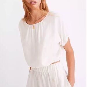 Madewell Linen Open Back Crop Top